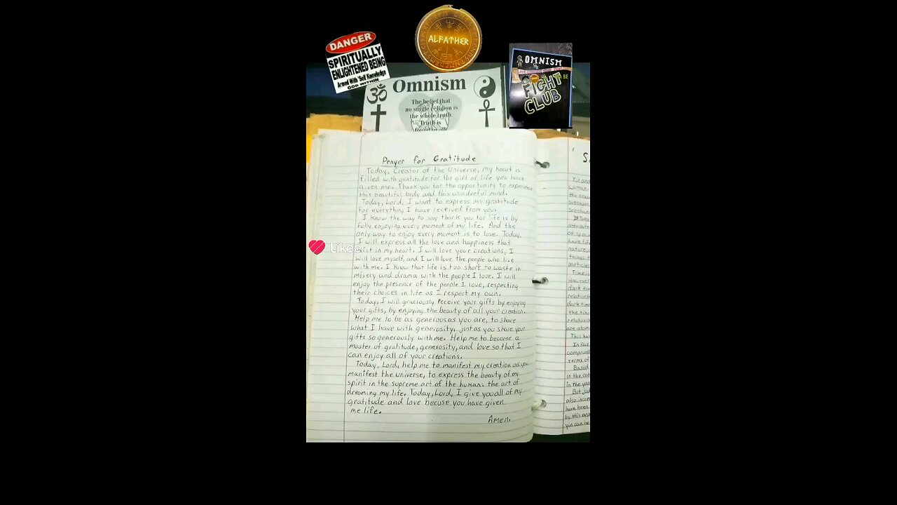 PRAYER FOR GRATITUDE! OMNISM BIBLE!