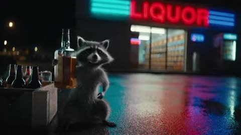 BIGFOOTS RACOON FOUND SOME FIREBALL WHISKEY