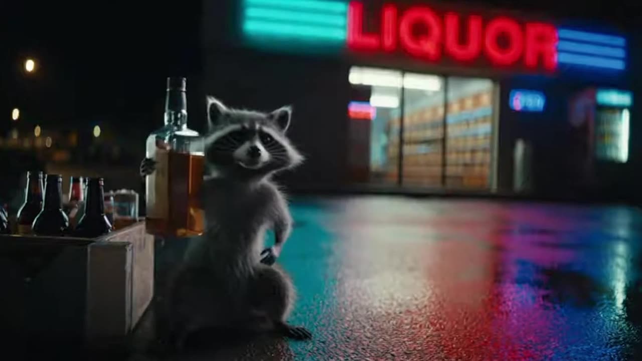 BIGFOOTS RACOON FOUND SOME FIREBALL WHISKEY