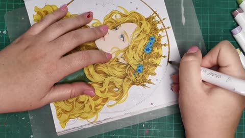 Anime Coloring Book #10 - Queen of the Clouds - with Ohuhu Alcohol Markers [NO COMMENTARY]