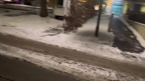Winter walk on streets of snow