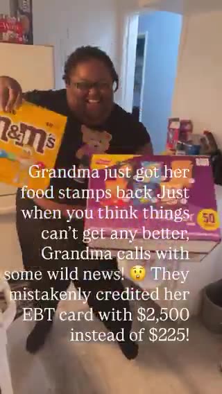 Woman dances with junk food after her grandmothers EBT card was accidentally credited $2,500
