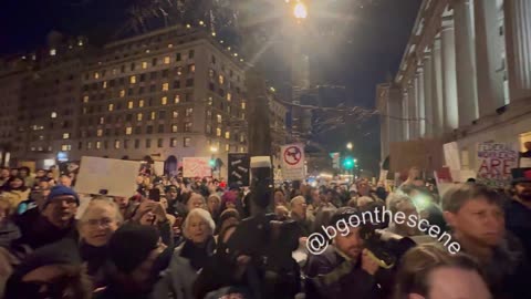 A large left-wing crowd gathered in the capital to call for the Senate to be shut down