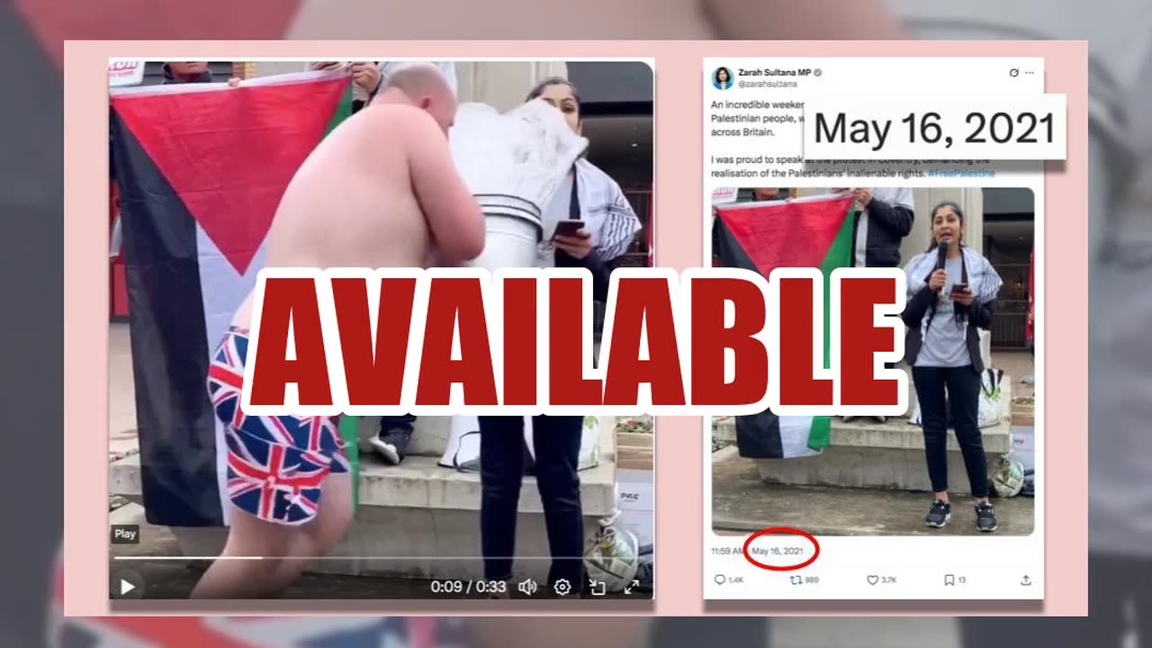 Fact Check: FAKE Video Shows Man In Union Jack Underpants Throwing Water Over Palestinian Protester