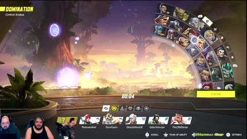 Marvel Rivals with a mostly full squad