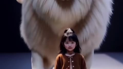 Big lion and Cute baby fashion show #lion #baby #agt #shorts #rksedit