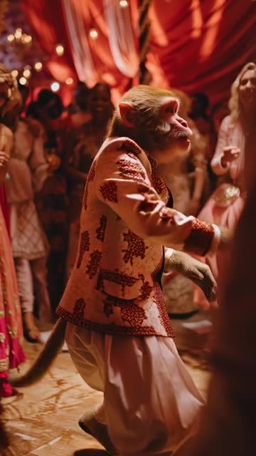 Ek monkey shaadi mein dance kar raha hai