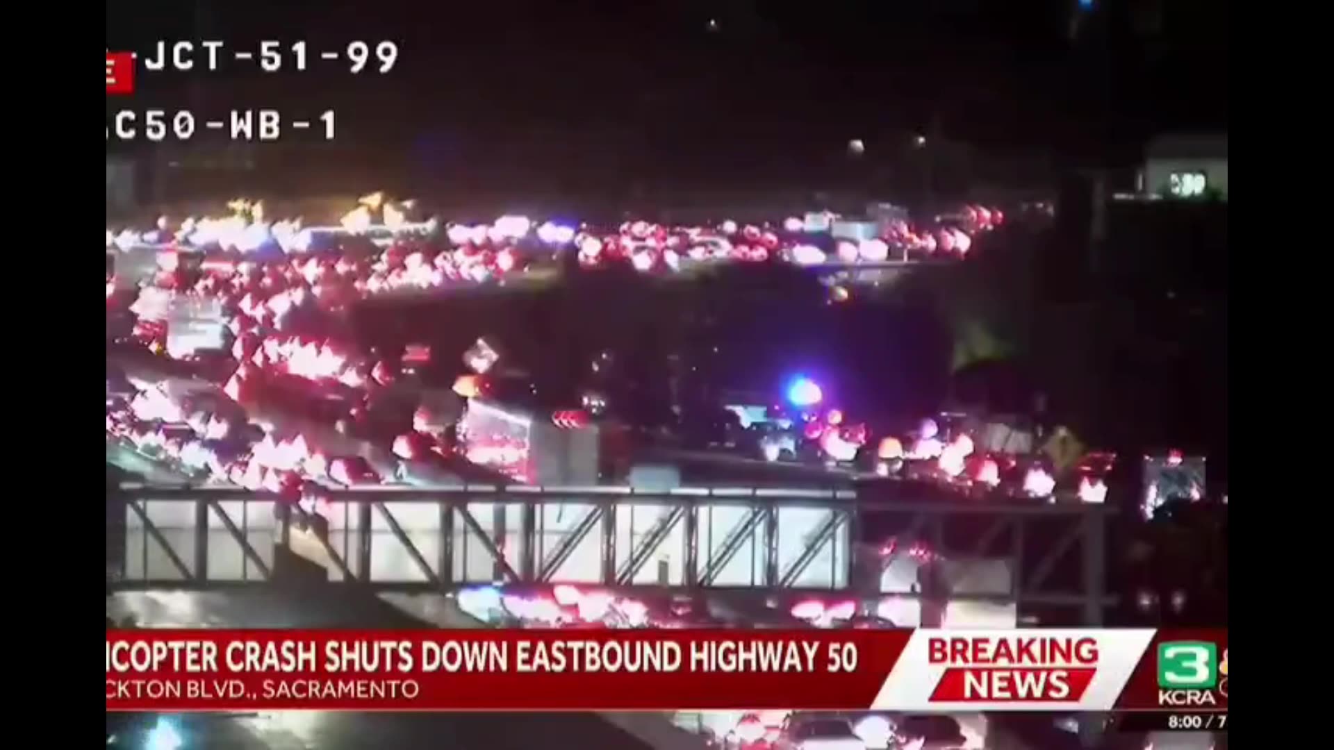 Rescue Helicopter Crashes on Highway 50 in Sacramento