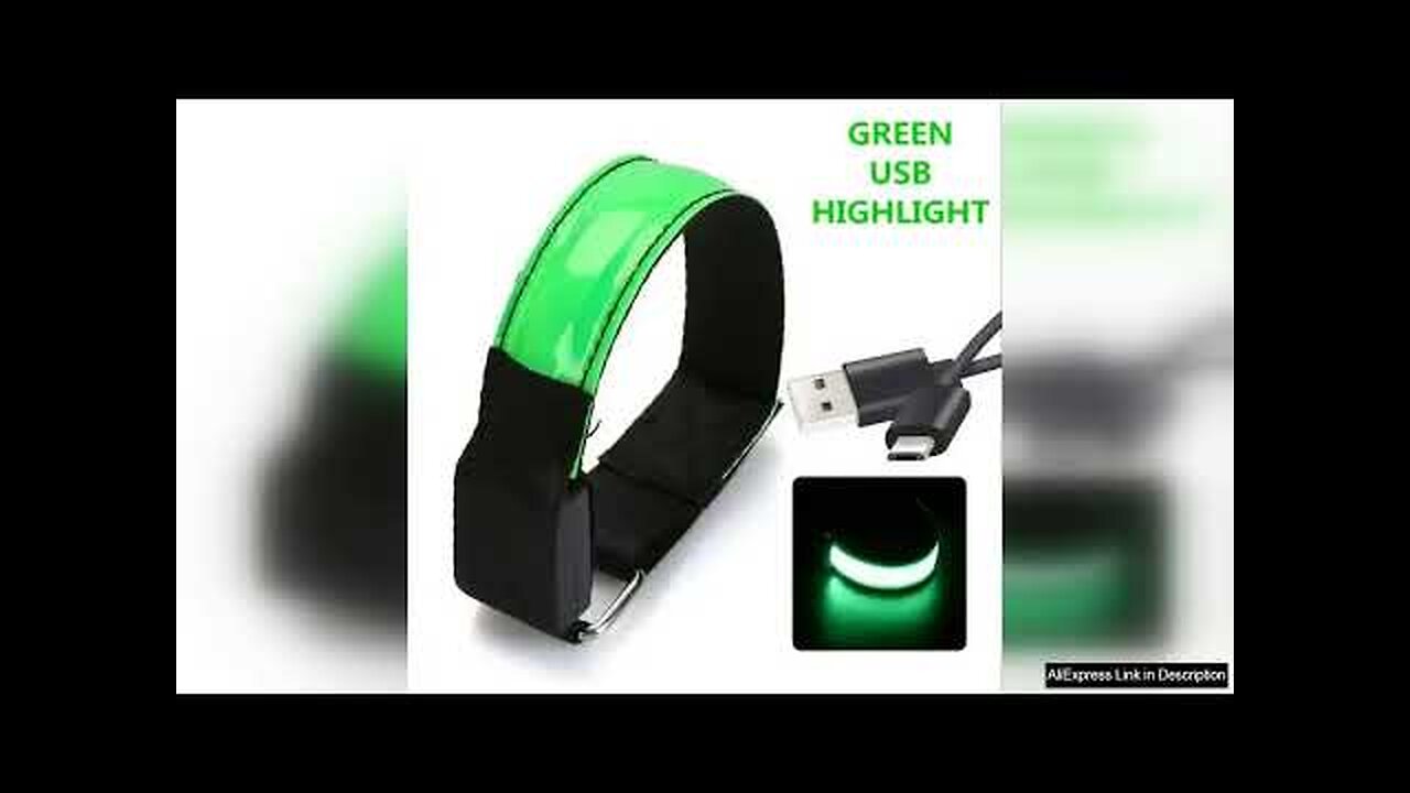 Night Running Armband LED Light Outdoor Sport USB Rechargeable Safety Belt Arm Review