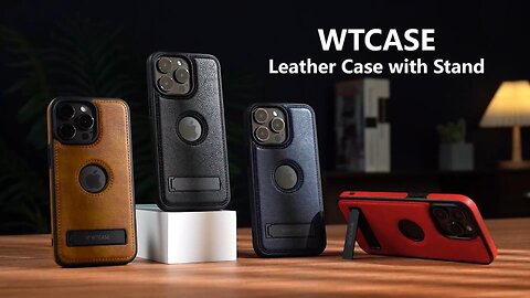 Magnetic Leather Case for iPhone 16 Series with Invisible Kickstand.