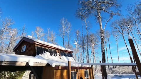 Mini Starlink & Windmill_ Snowproof Off-Grid Power Setup! #livingoffgrid #homesteading