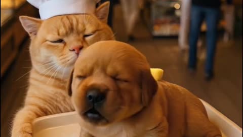 Chef Cat Tries to Bake a Puppy! 🍞🐶😂