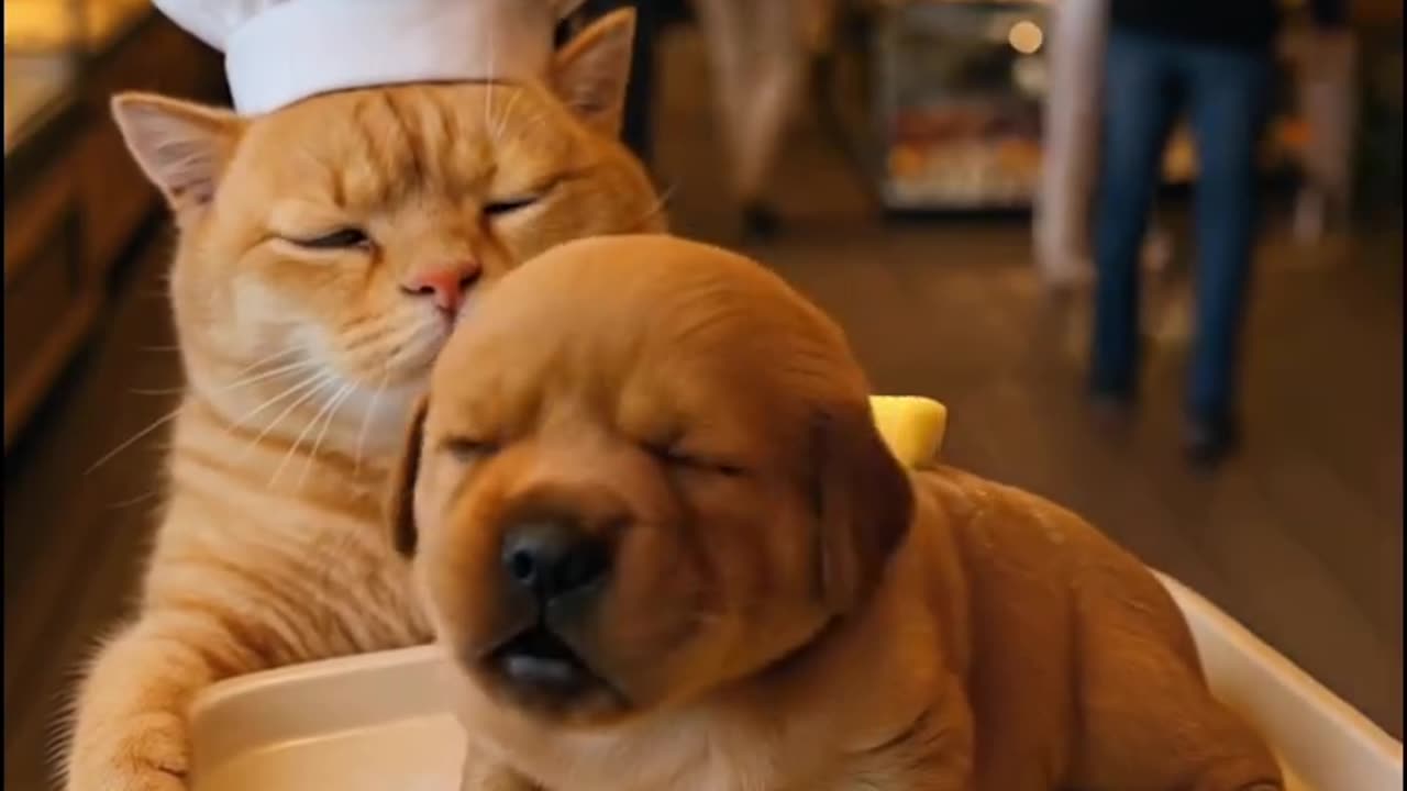 Chef Cat Tries to Bake a Puppy! 🍞🐶😂