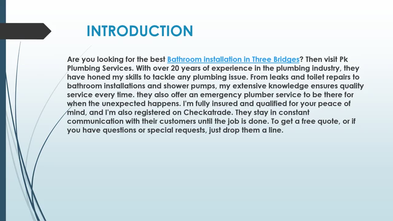 Best Bathroom installation in Three Bridges