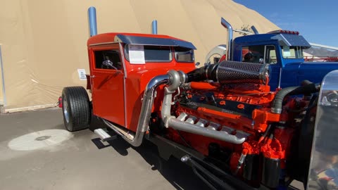 (660) 1965 Peterbilt 359 Custom pickup 12V71TT Detroit Diesel at Barrett-Jackson showroom