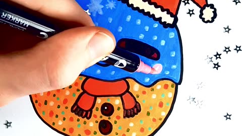 🍩💙✨ How to draw a Blue Glazed Donut with Scarf • Cozy Pleasure Mood 🧣😌