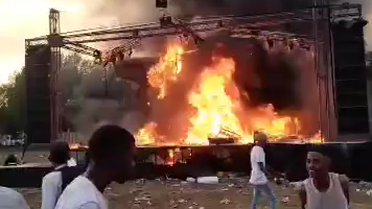 This is the aftermath of the stage that was burned in Makwassie in North West.