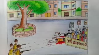 Amazing: How to draw scenery of Language Movement Step by step || Art video