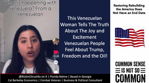 Venezuelan Woman Explains How the Majority of VZ People Feel About Trump, Freedom and Oil