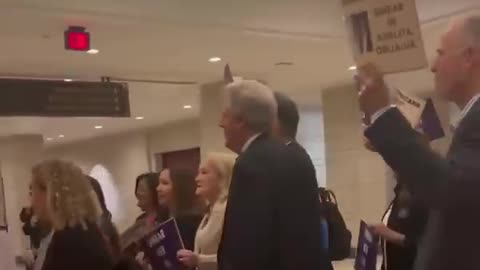 House Democrats marching to Speaker Mike Johnson’s office