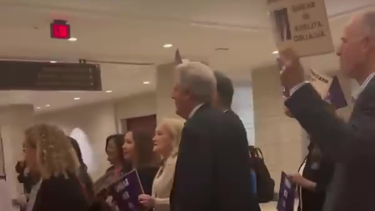 House Democrats marching to Speaker Mike Johnson’s office
