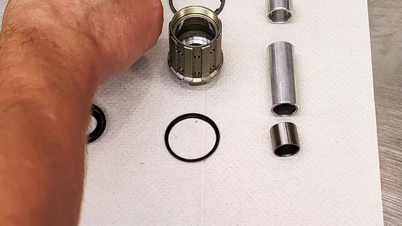 A disassembled bicycle wheel freehub body.