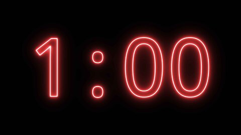 A simple red neon one minute countdown timer