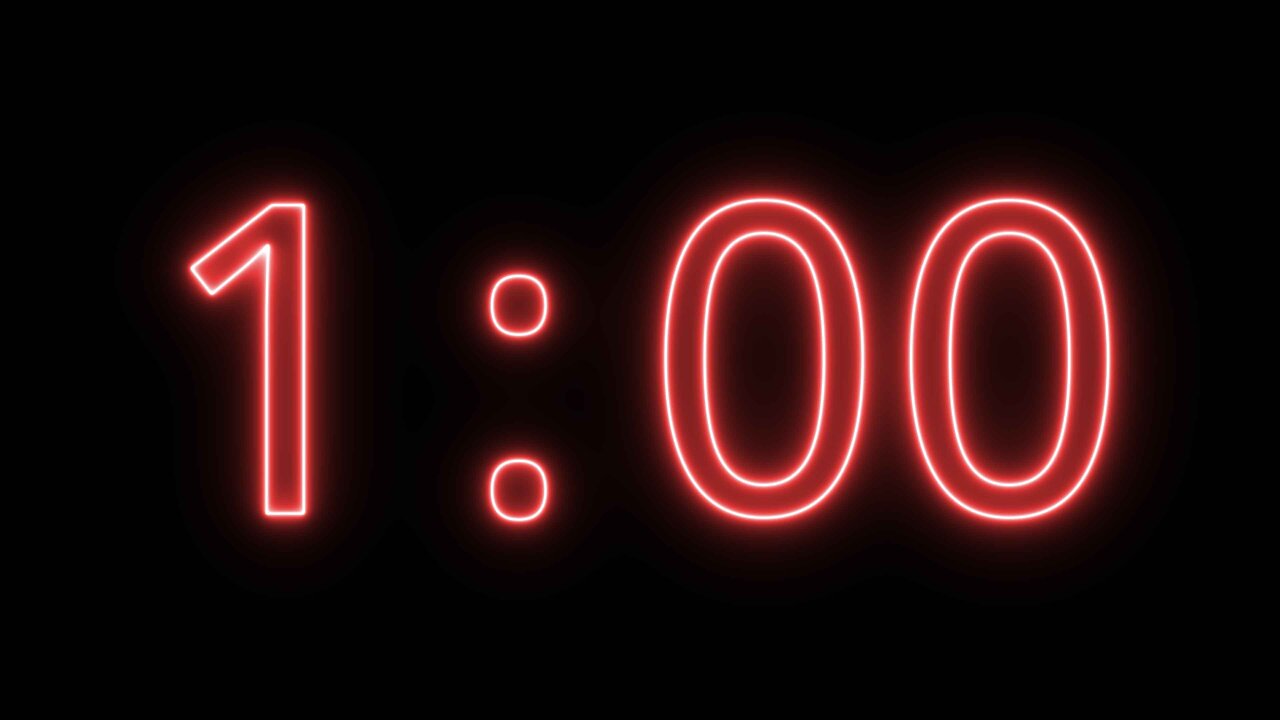 A simple red neon one minute countdown timer