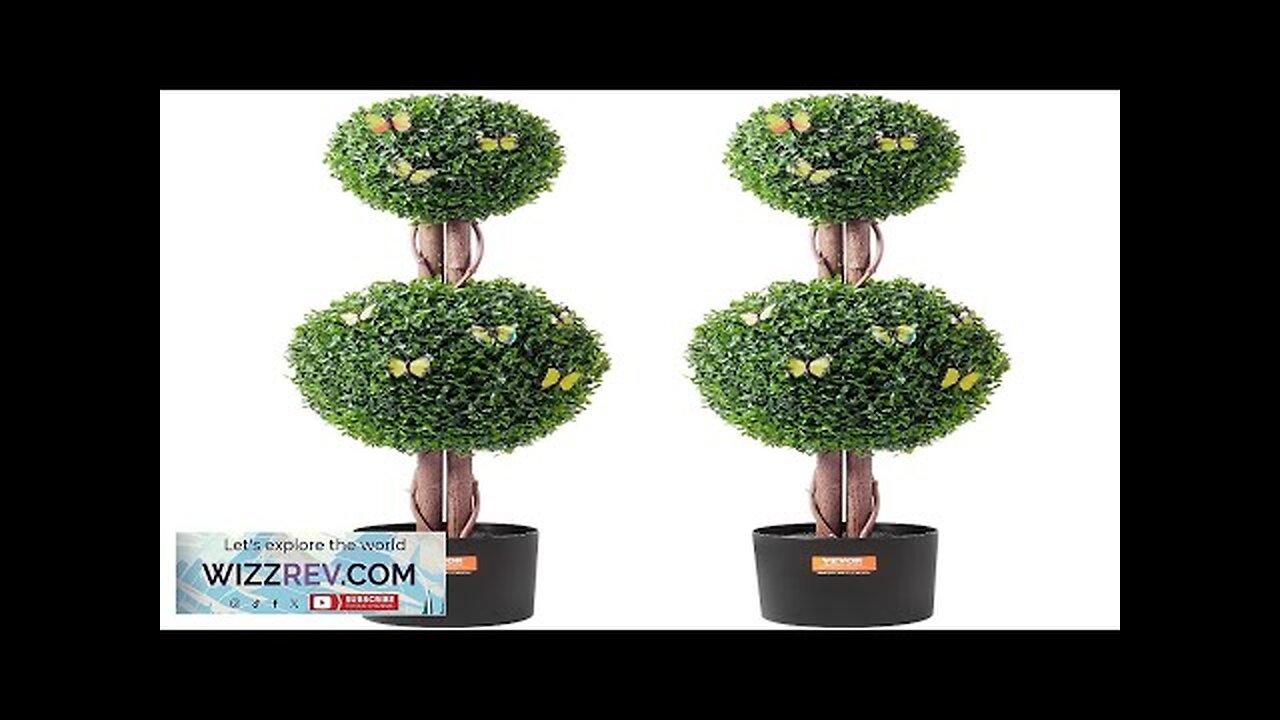 VEVOR 2 Pack 3' Artificial Boxwood Topiary Tree Faux Plant UV Decor Review