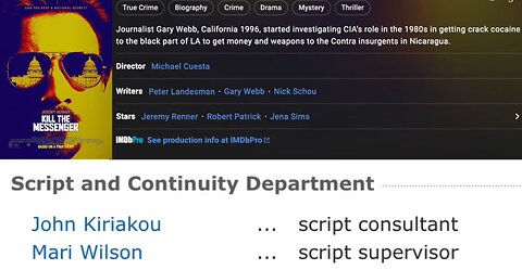 CIA Whistleblower John Kiriakou was hired to be a SCRIPT CONSULTANT for 2011 "Kill the Messenger" & the CIA came after him saying the movie script has now been "CLASSIFIED" because they said so.