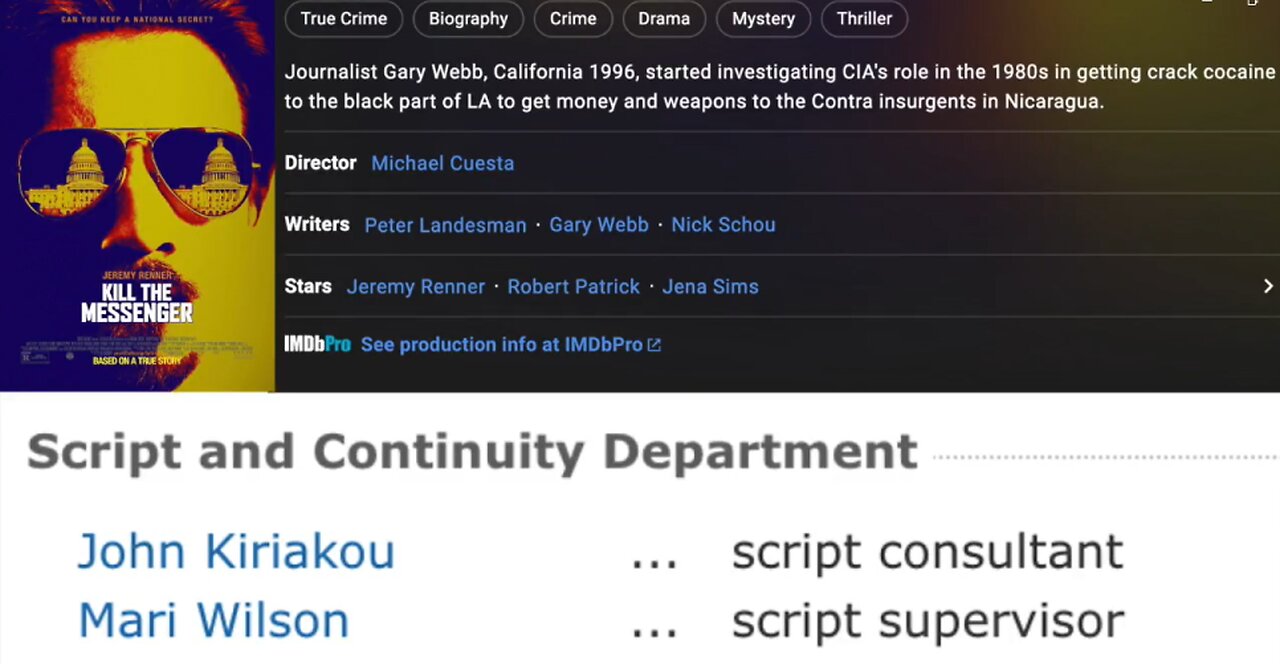 CIA Whistleblower John Kiriakou was hired to be a SCRIPT CONSULTANT for 2011 "Kill the Messenger" & the CIA came after him saying the movie script has now been "CLASSIFIED" because they said so.
