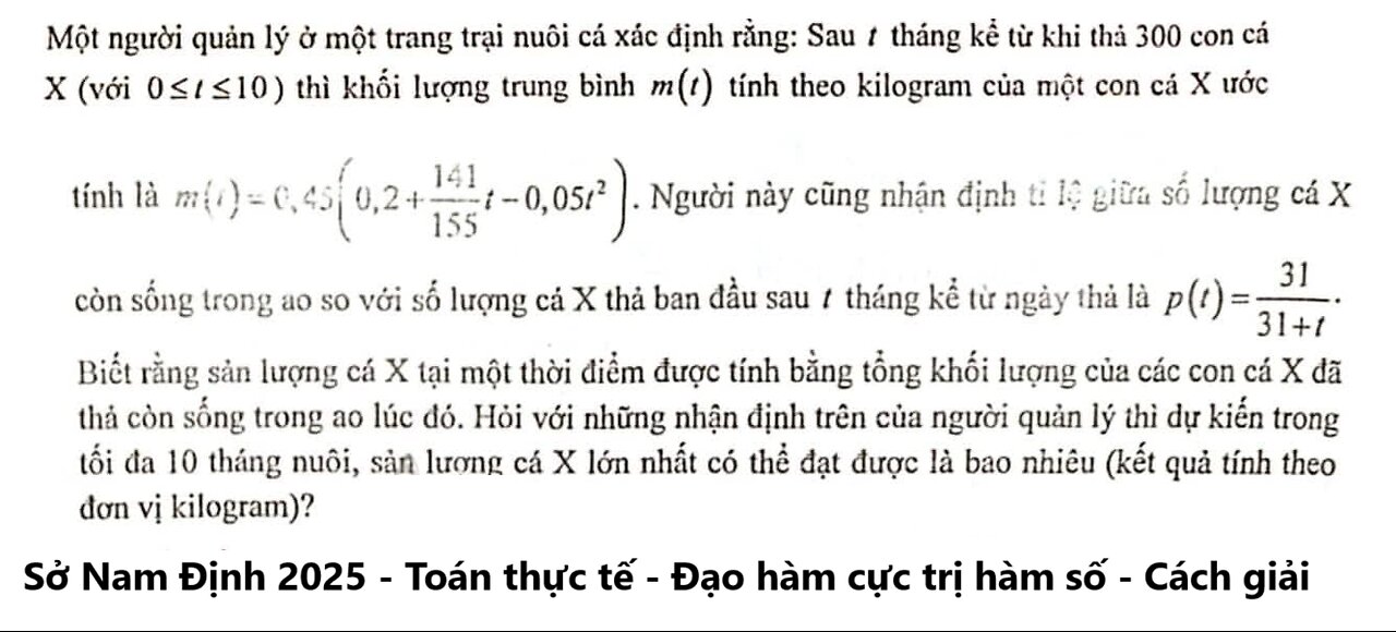 Sở Nam Định 2025: Một người quản lý ở một trang trại nuôi cá xác định rằng: Sau 1 tháng kể từ khi