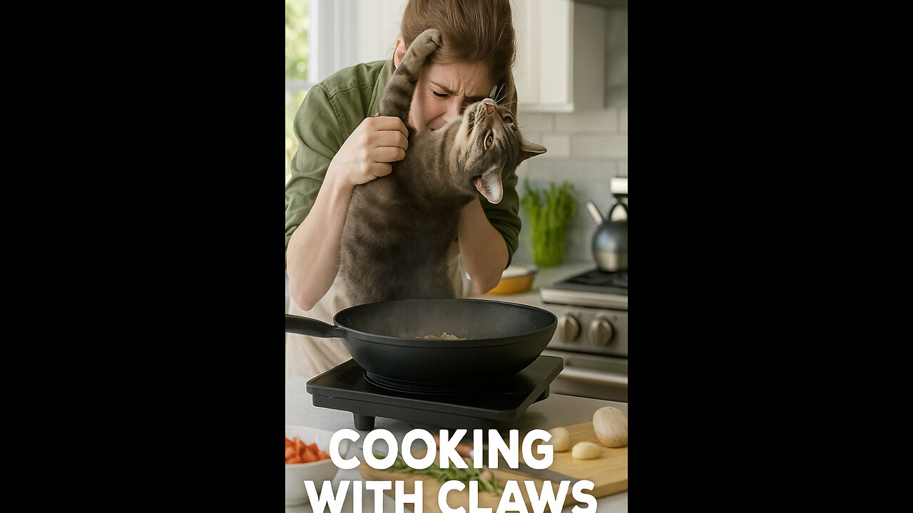 Cooking Show Meltdown: Host Gets Attacked by a Cat 😂🐱🔥