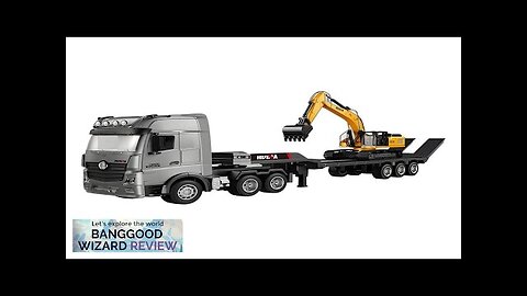 HuiNa Toys 1522 1/18 2.4G 9CH RC Car Flatbed Trailers Excavator Truck Review