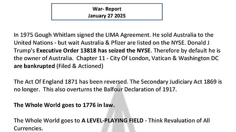 WAR REPORT - JANUARY 27 2025 - EO13818 HAS SEIZED THE NYSE & AUSTRALIA