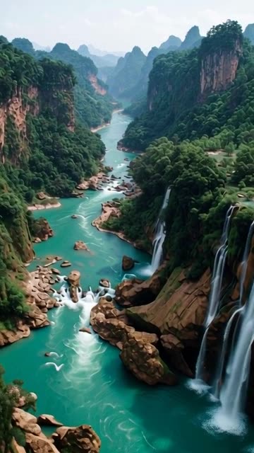 A breathtaking panoramic landscape of towering,