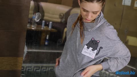 Wetlook girl in tracksuit