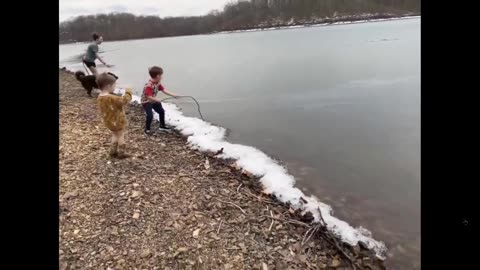 Much better for kids to se than their iPads: Ice forming on a lake shore.