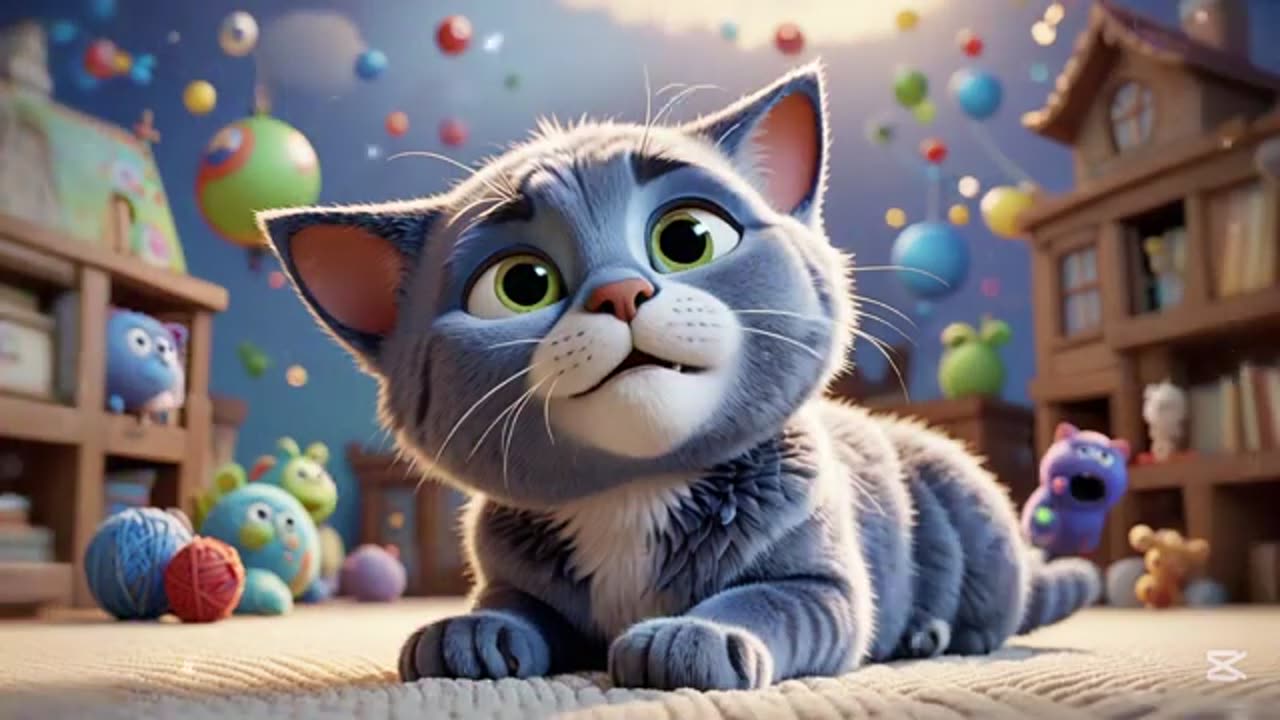 Sleeping cat dreamland. Animated poem