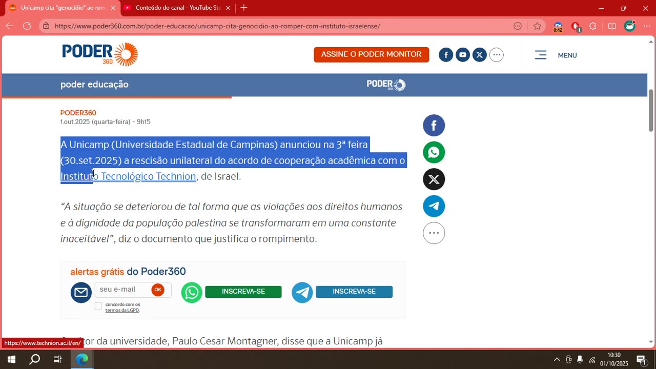 Unicamp cita _genocídio_ ao romper com instituto israelense
