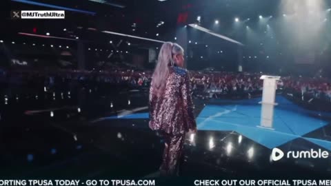 Erika Kirk is introduced to the stage by her late husband to speak at AMFEST…