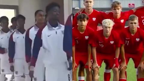 The left is England’s youth football team, and the right is Poland's.