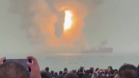 World’s BIGGEST solid-fuel carrier rocket launches from SEA