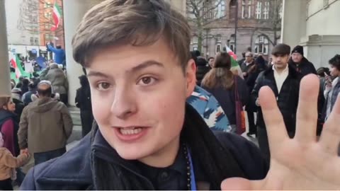 Iranian People Out in Manchester Celebrating End of Islamic Regime