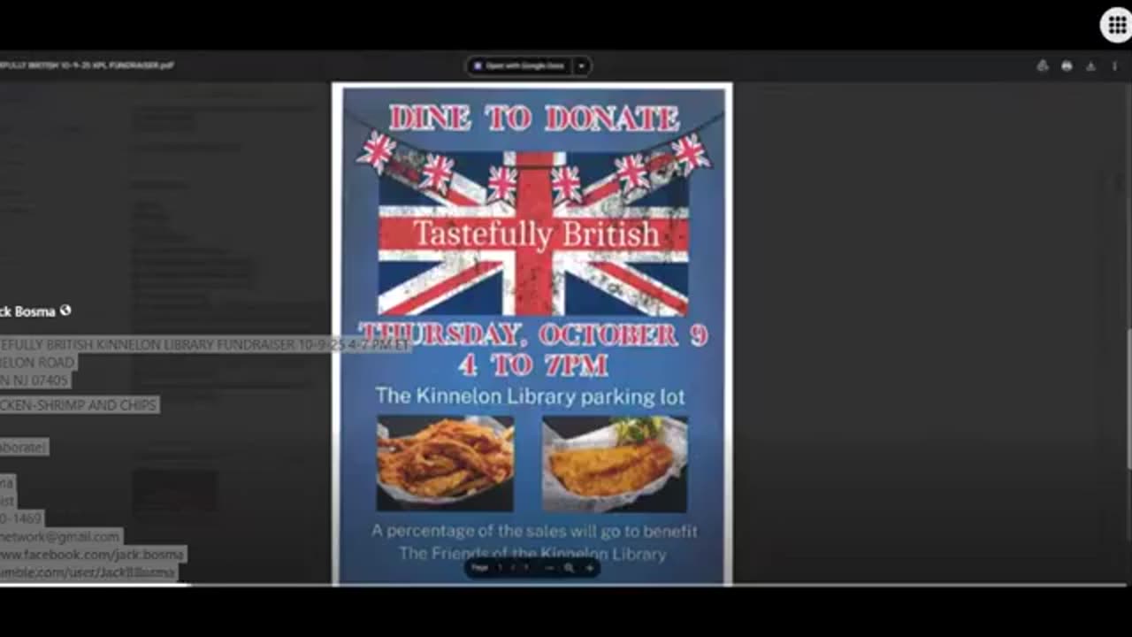 THE TASTEFULLY BRITISH KINNELON LIBRARY FUNDRAISER 10-9-25 4-7 PM ET