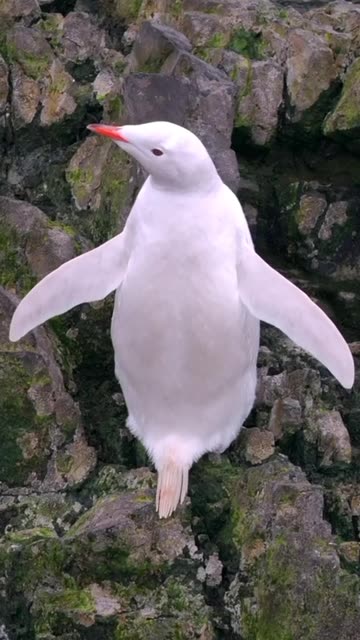 A rare leucistic gentoo Penguin spotted in Antarctica