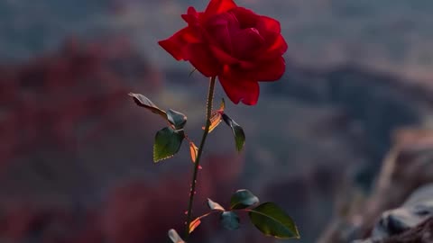 A rose of passion glowing in the majestic Grand Canyon