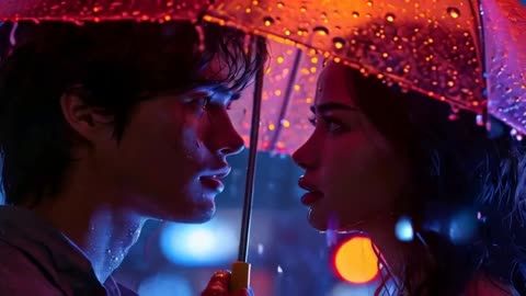 Romantic Moment Under the Umbrella