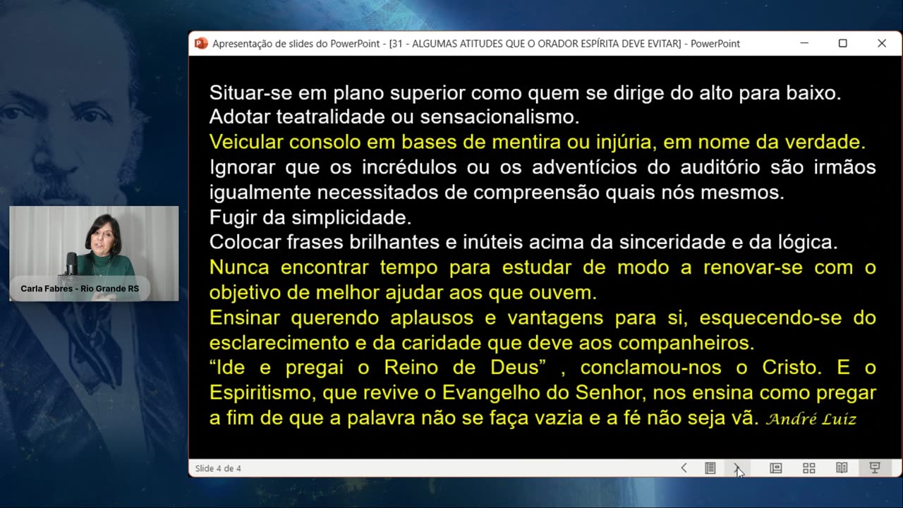Algumas atitudes que o orador espírita deve evitar - Carla Fabres