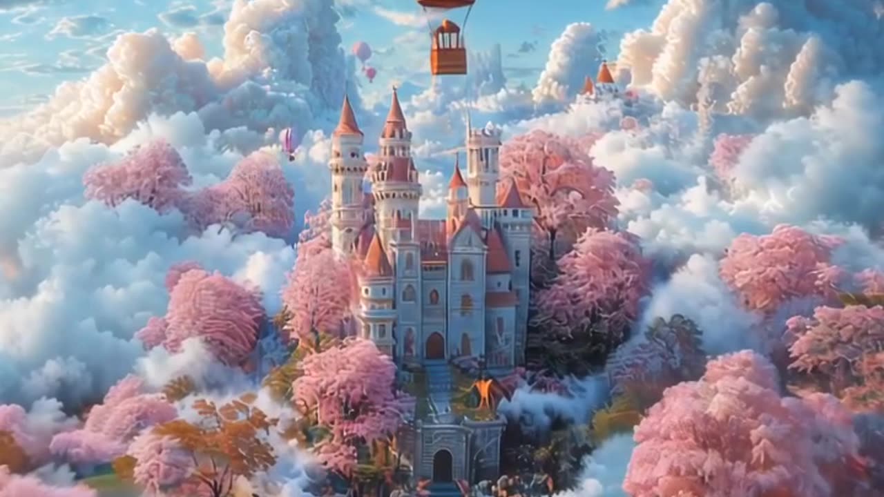 Floating castles of wonder 🎈🏰🌸✨